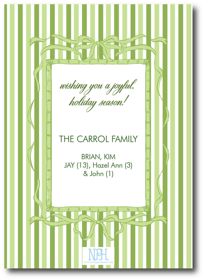 Green Bow Frame Holiday Card