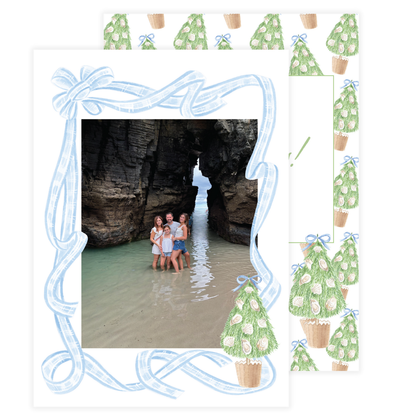 Oyster Tree Blue Gingham Frame Holiday Card