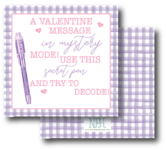 Secret Pen Purple Valentine's Enclosure Card