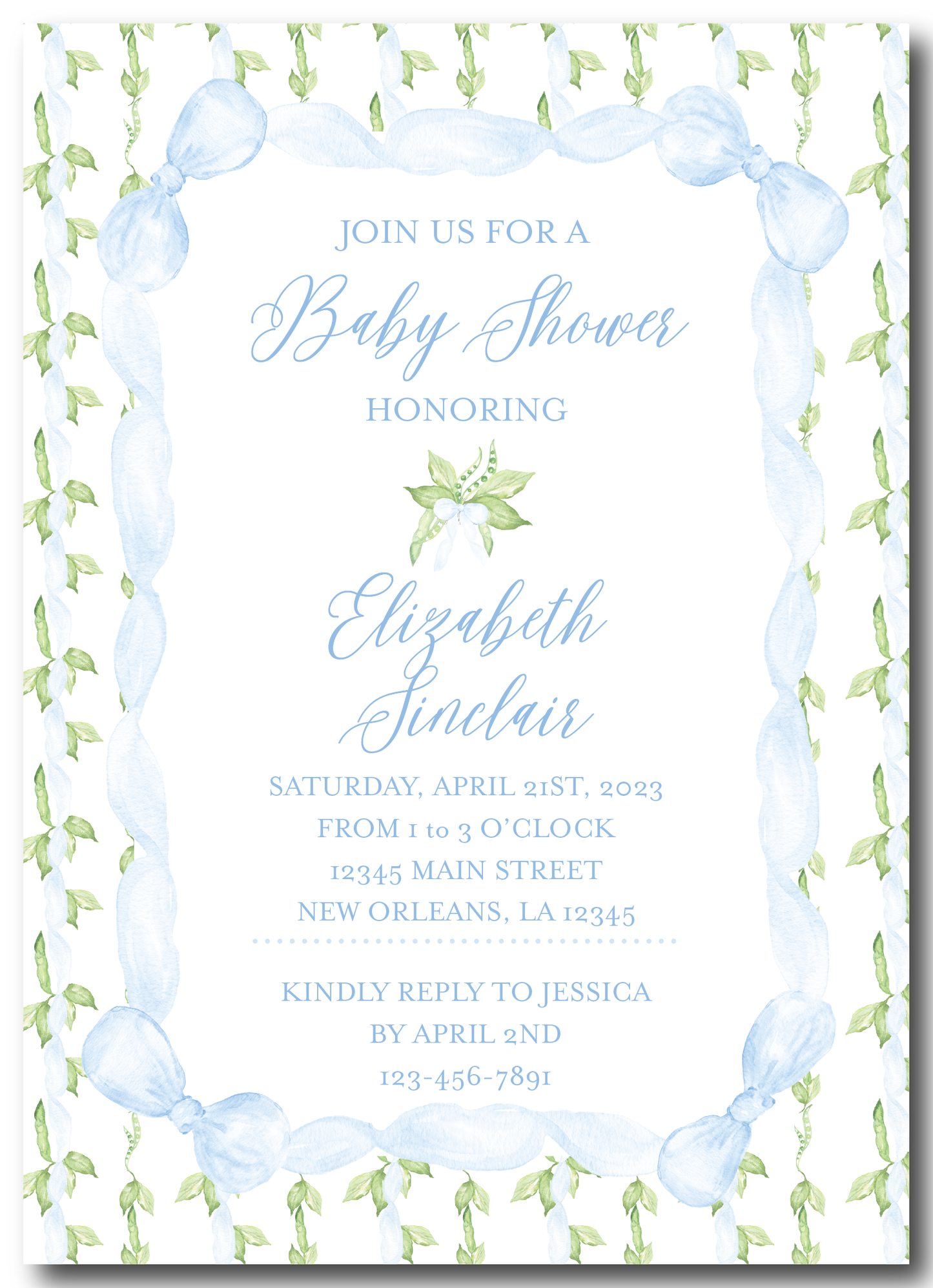 Sweet Pea Baby Shower Invitation