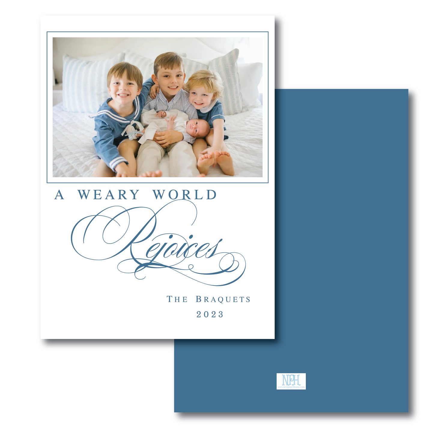 Classic The Weary World Rejoices "Scripty" Holiday Card