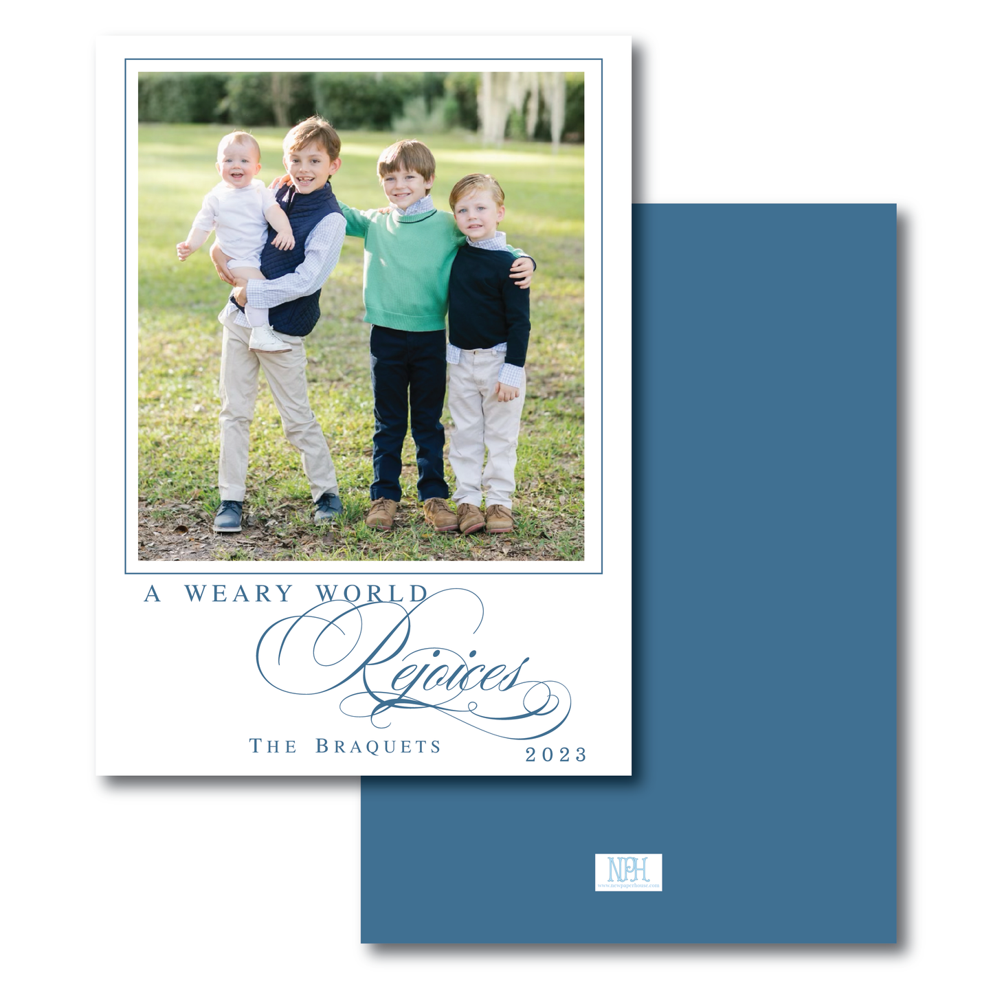 Classic The Weary World Rejoices "Scripty" Holiday Card
