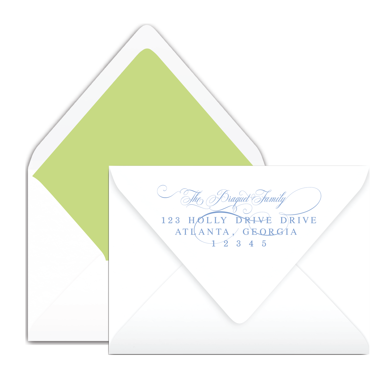 Blue Green Classic Merry Christmas "Scripty" Holiday Card