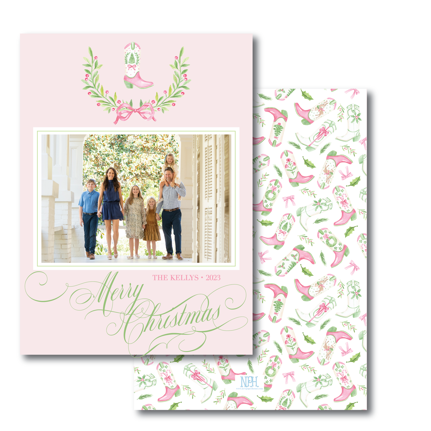 Pink Boot Holiday Card