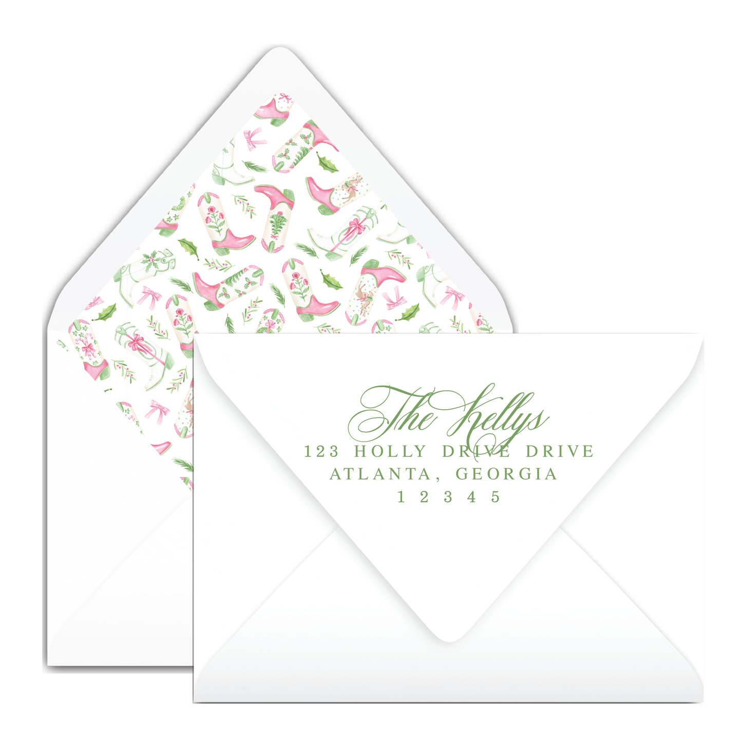 Pink Boot Holiday Card