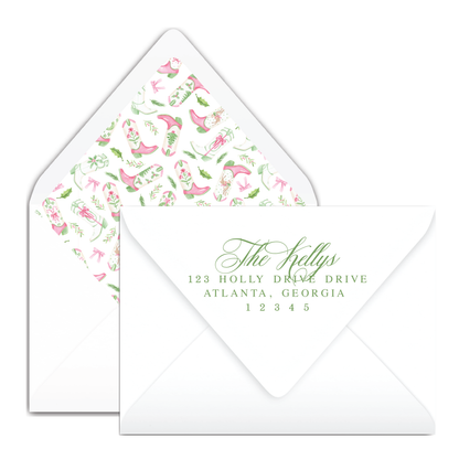 Pink Boot Holiday Card