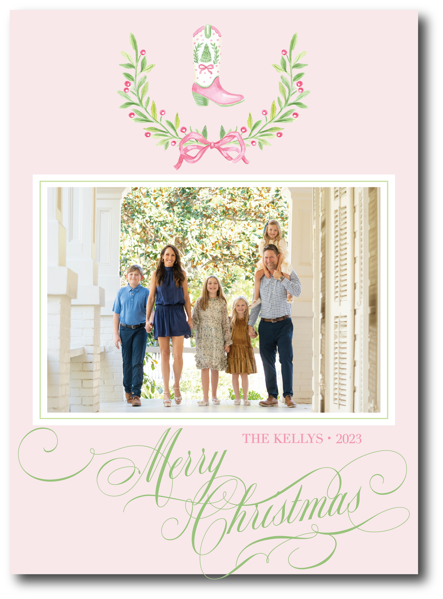 Pink Boot Holiday Card