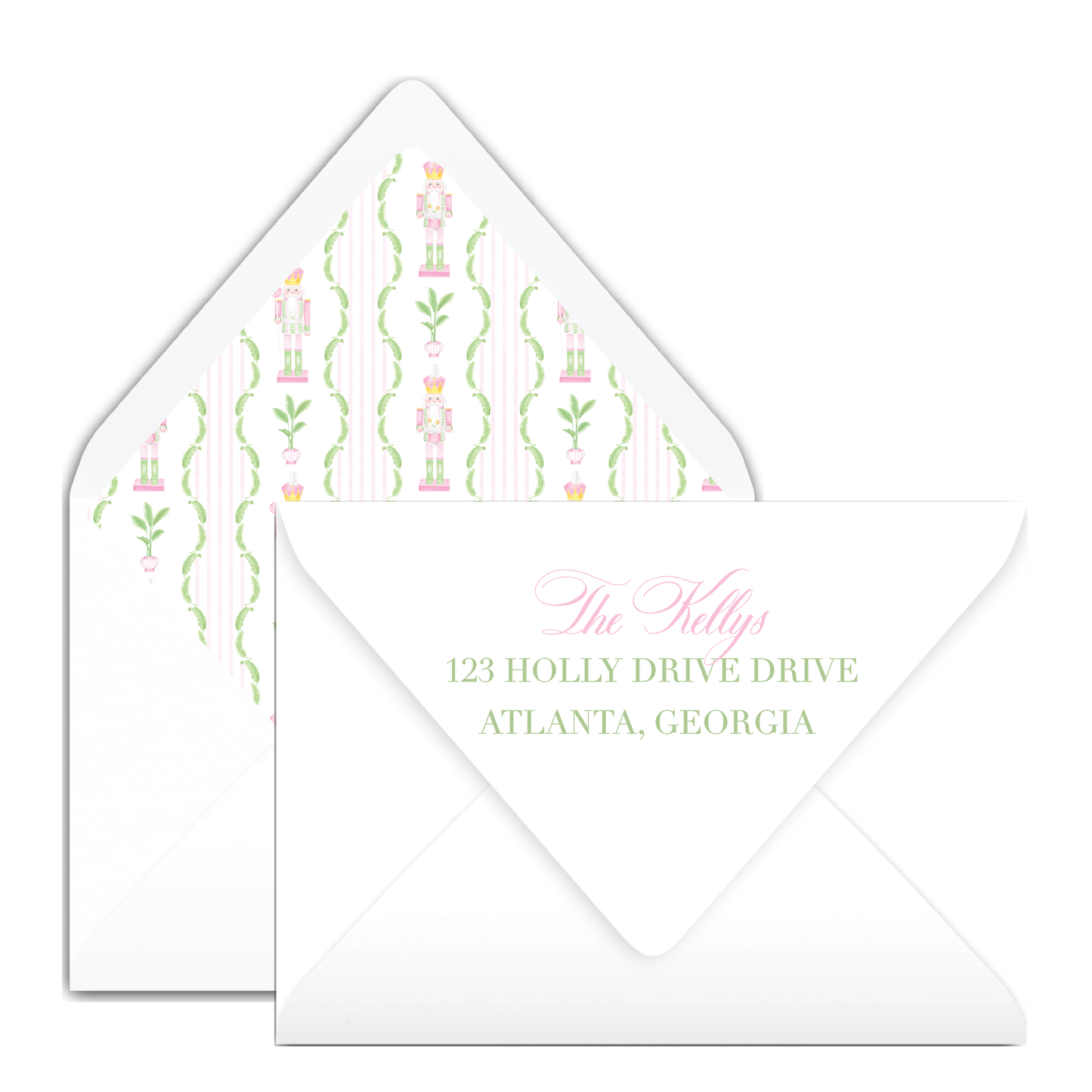 Rattan Pink Coastal Nutcracker Holiday Card