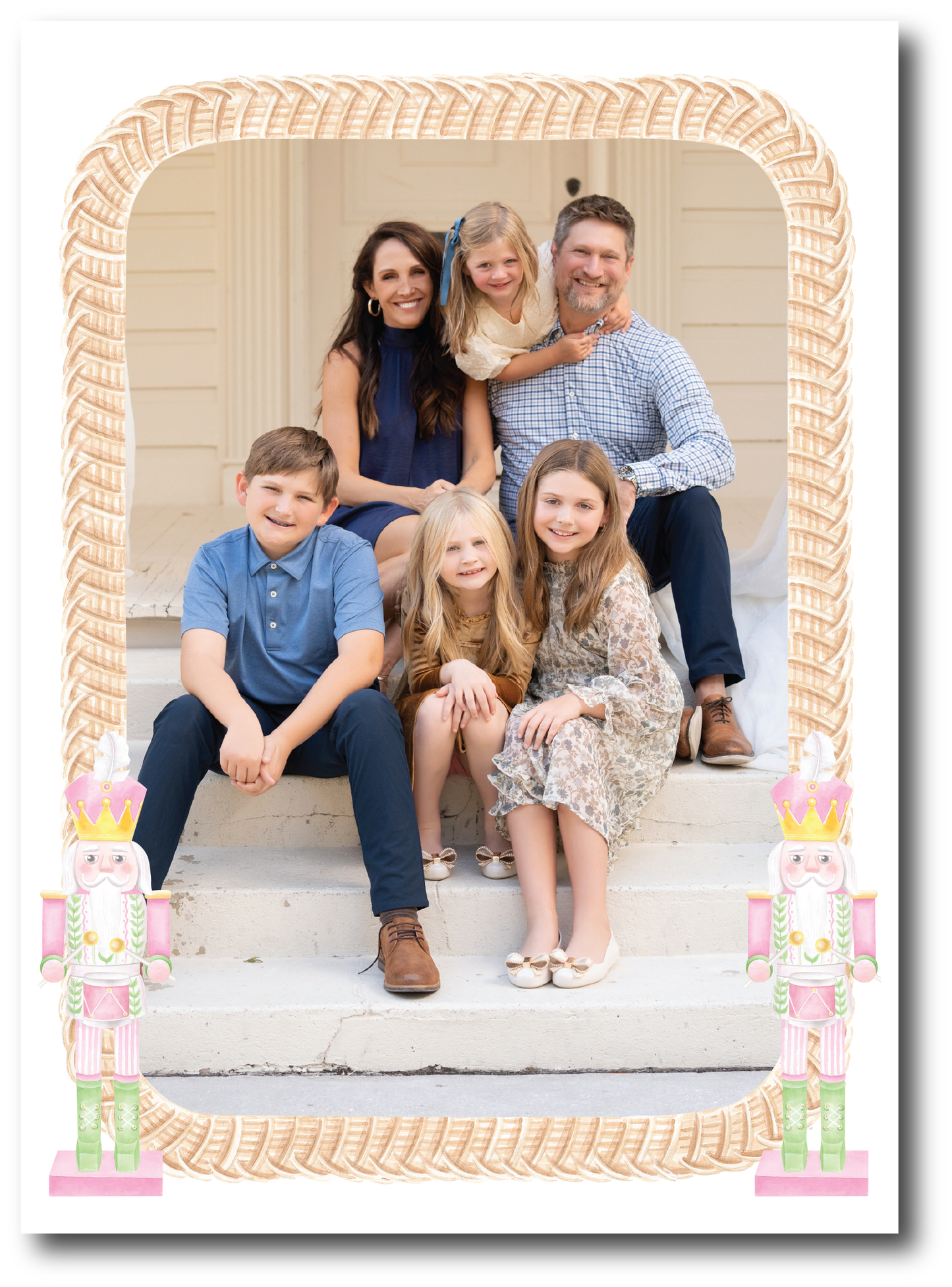 Rattan Pink Coastal Nutcracker Holiday Card