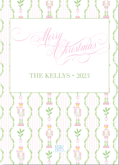 Rattan Pink Coastal Nutcracker Holiday Card