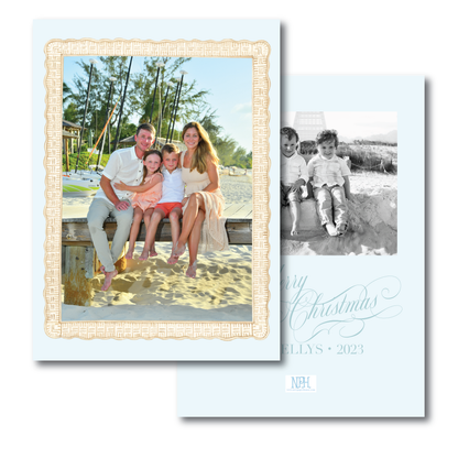 Rattan Blue Coastal Holiday Card