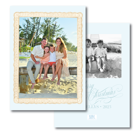 Rattan Blue Coastal Holiday Card