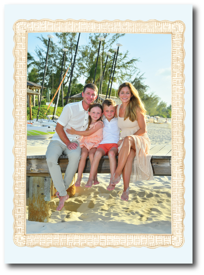 Rattan Blue Coastal Holiday Card