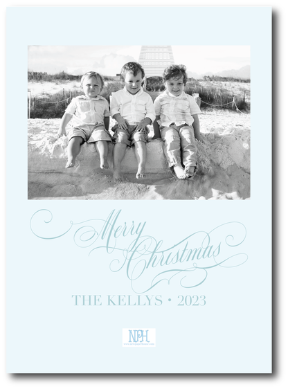 Rattan Blue Coastal Holiday Card