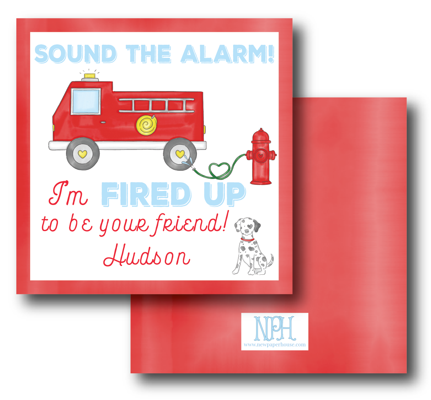 Fire Truck Valentine's Enclosure Card