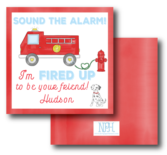 Fire Truck Valentine's Enclosure Card