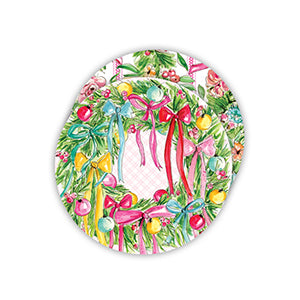 Wreaths with Ornaments & Bows Round Paper Coasters