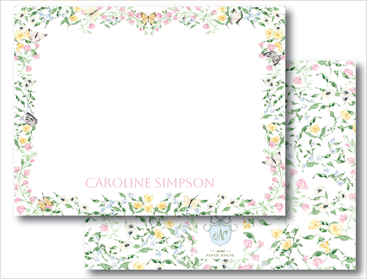 Floral Butterfly Stationery Set