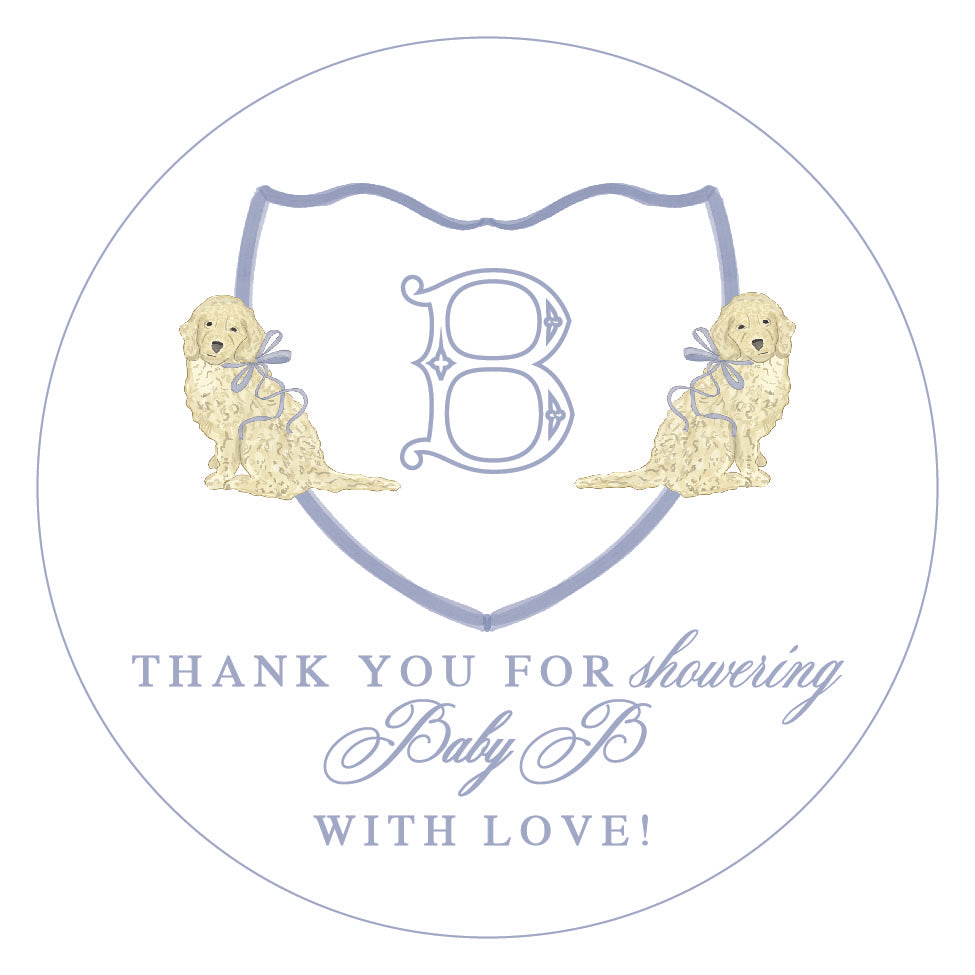 Labrador Retriever Crest Baby Blue Shower Invitation
