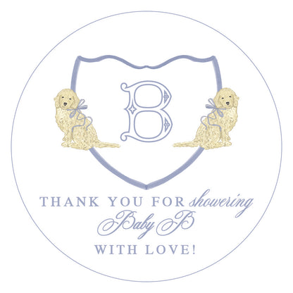 Labrador Retriever Crest Baby Blue Shower Invitation