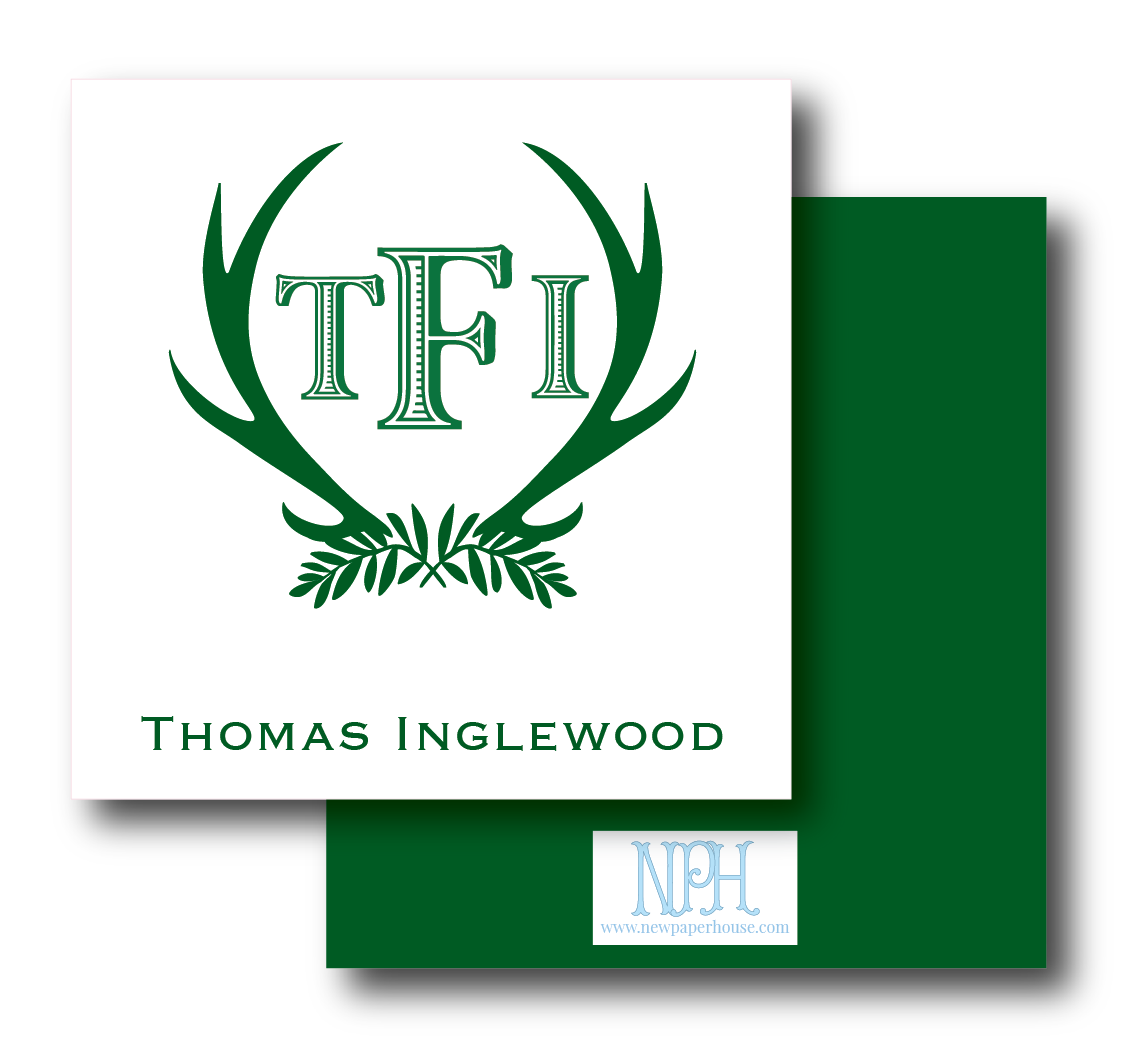 Antler Monogram Enclosure Card -Customize Color
