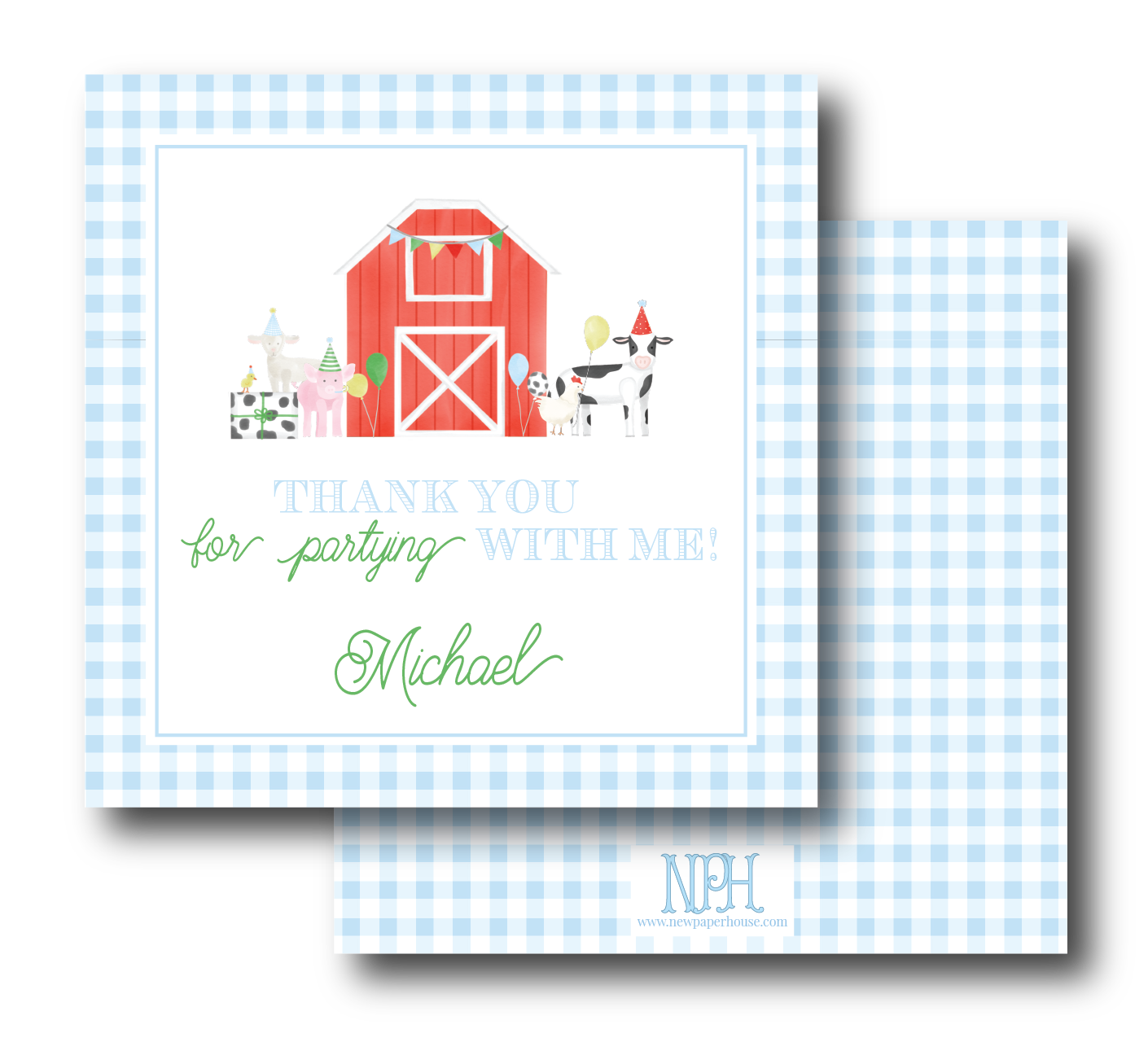 Barnyard Party Thank You/Favor Enclosure Card