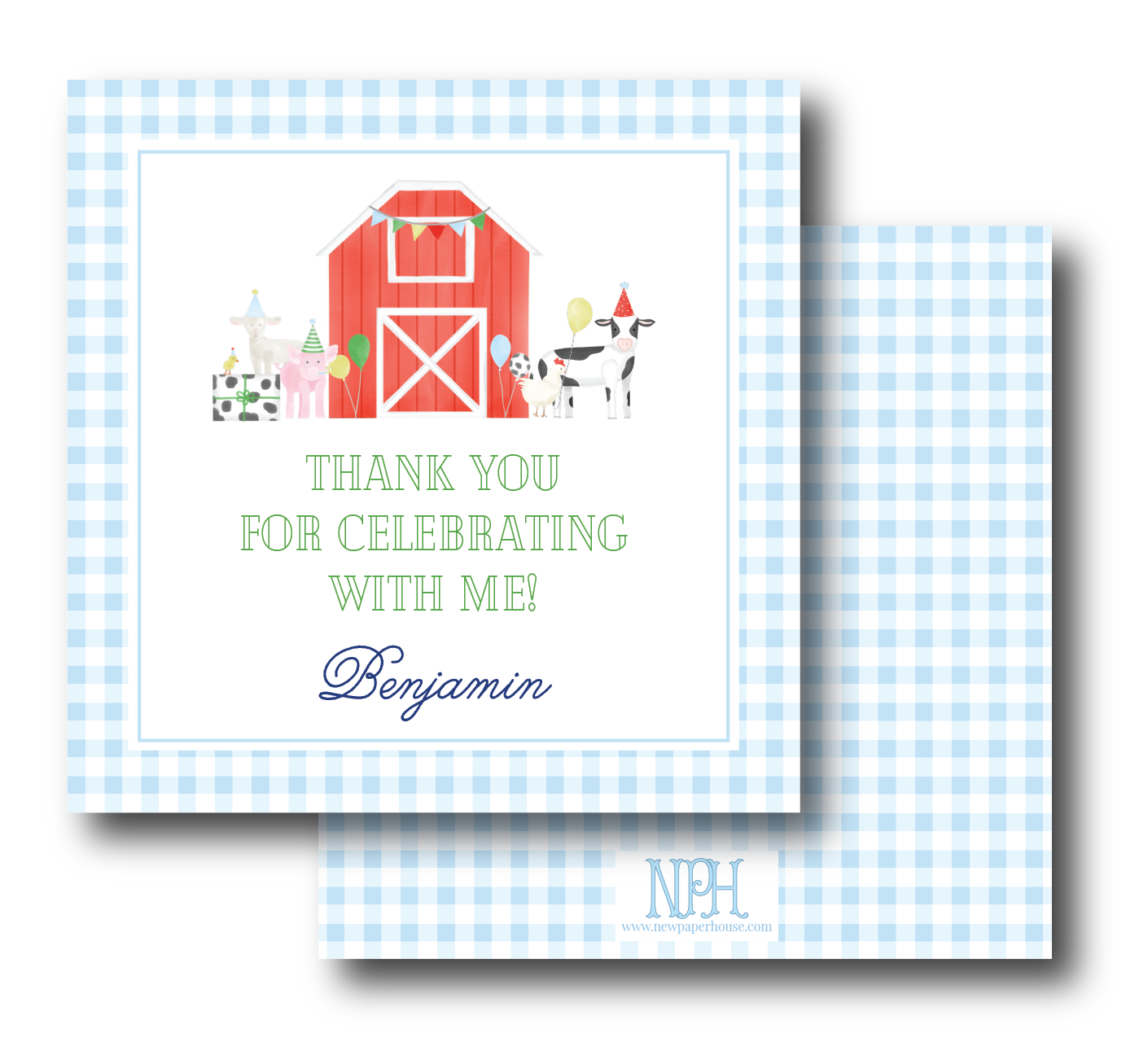 Farm Party Thank You/Favor Enclosure Card