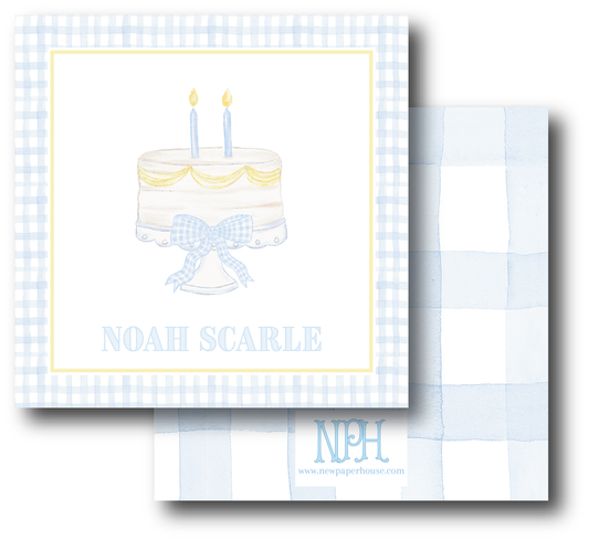 Birthday Cake Blue with Yellow Enclosure Card