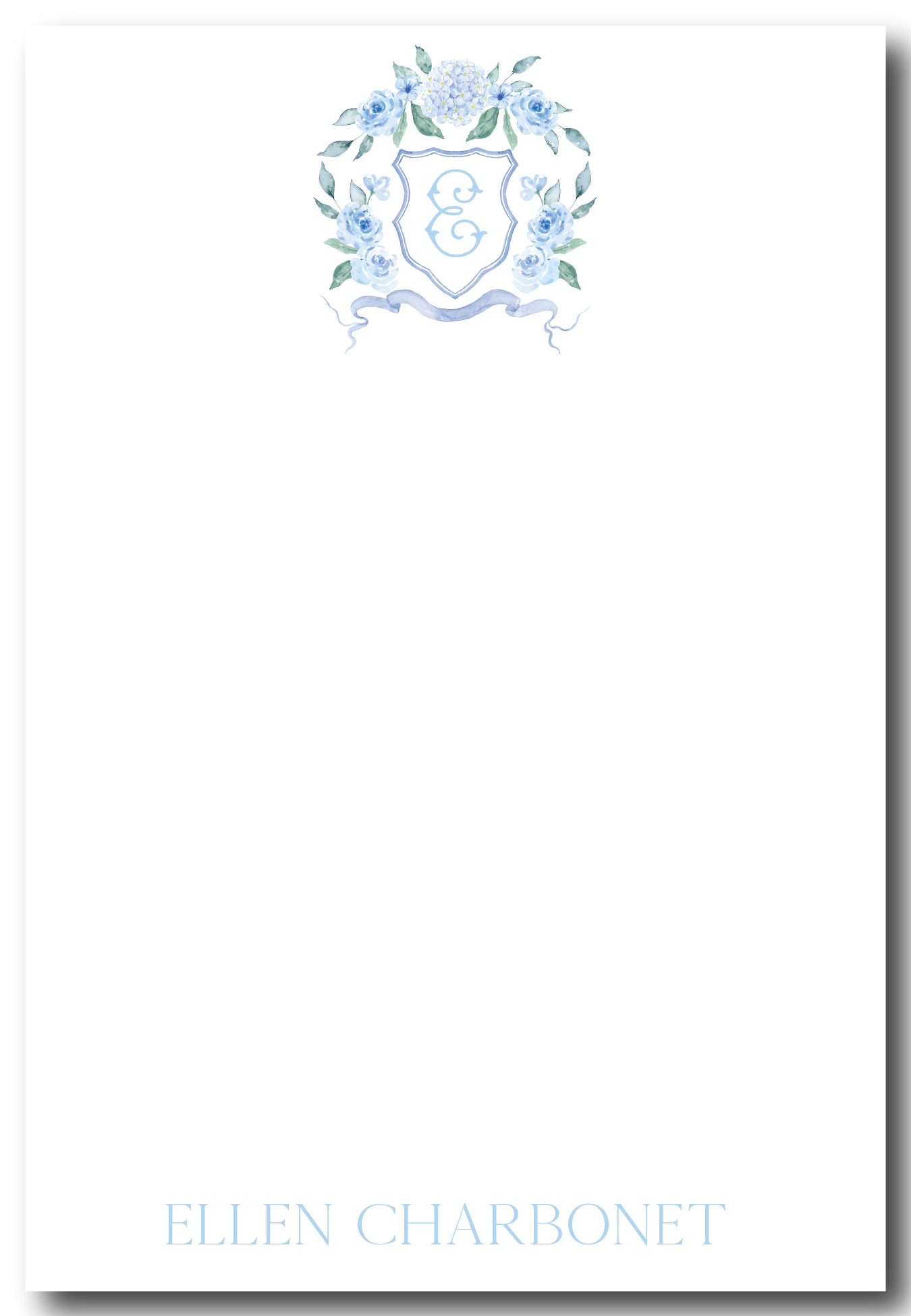 Blue Floral Crest Notepad