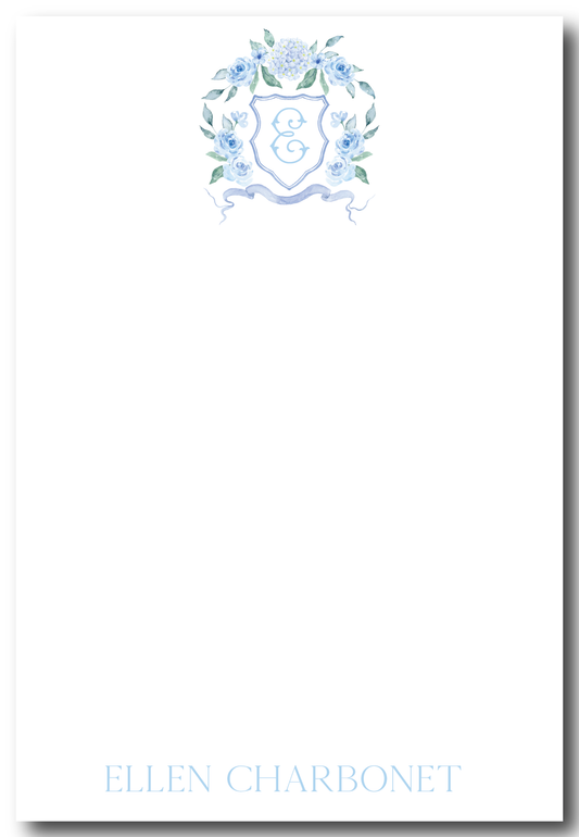 Blue Floral Crest Notepad