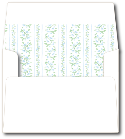 Soft Blue Floral Toile Stationery Set