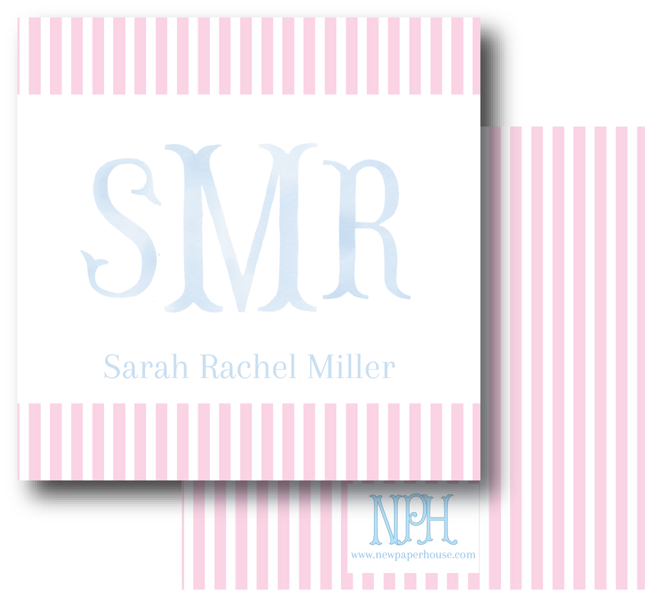 Blue Watercolor Mono & Stripes  Enclosure Card