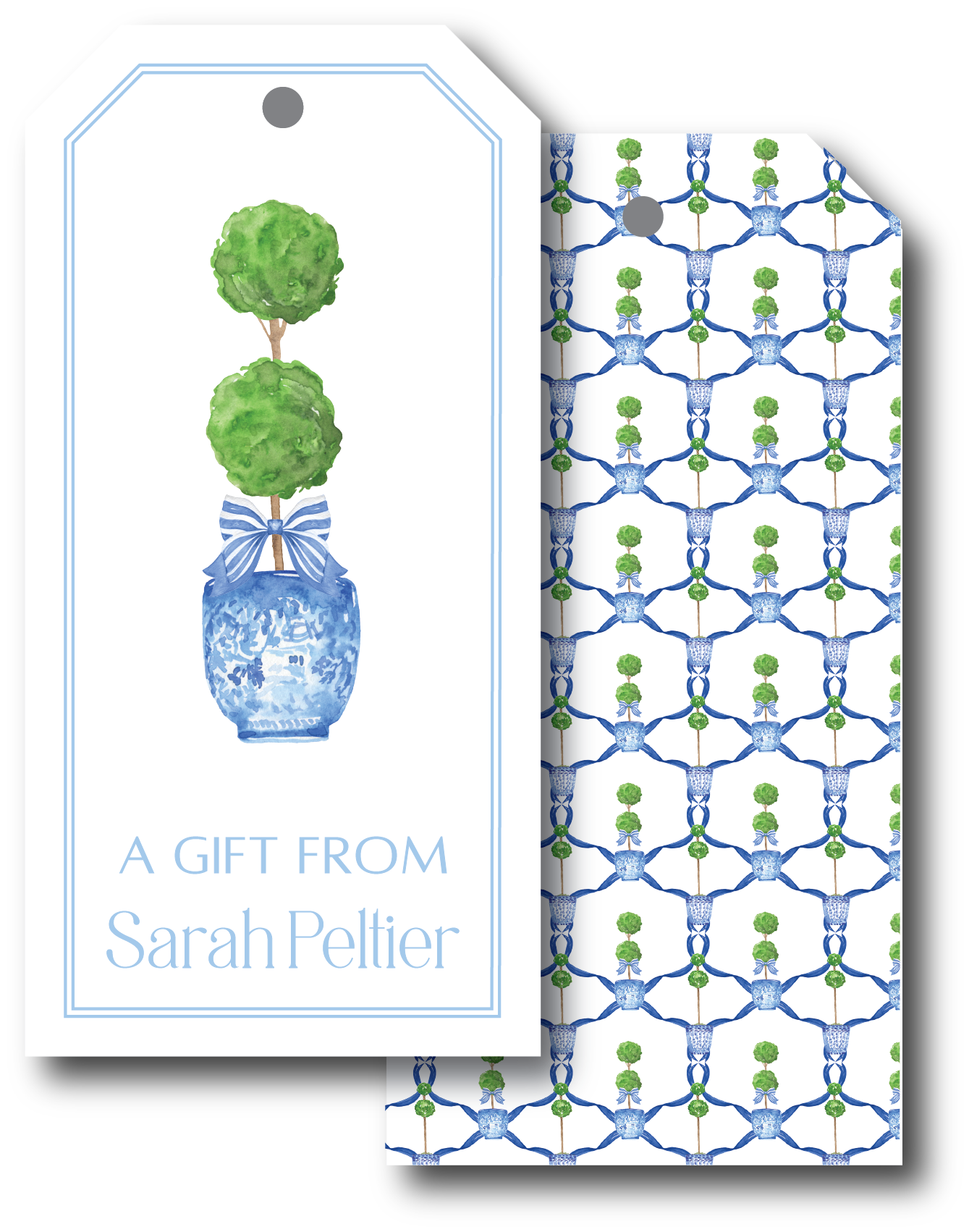 Blue Topiary Gift Tag