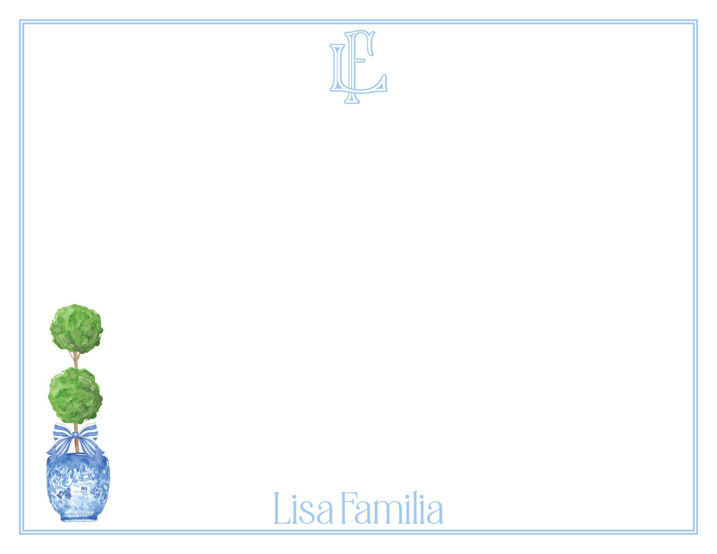 Blue Topiary Stationery Set