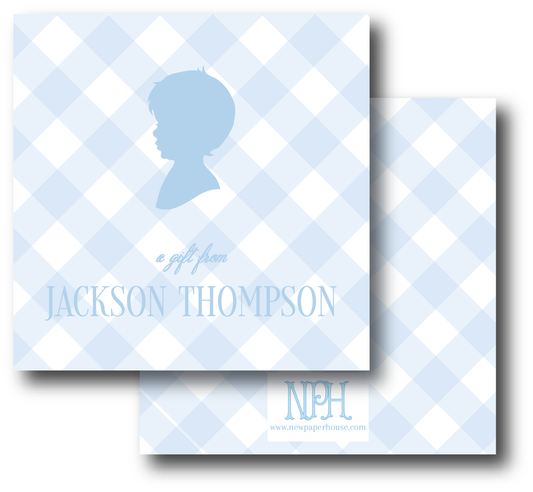 Boy Gingham Silhouette Enclosure Card