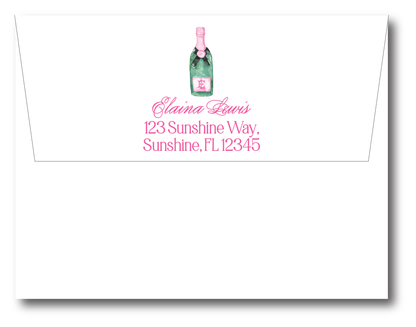 Champagne Bottle Pink Stationery Set