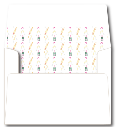 Champagne Bottle Pink Stationery Set