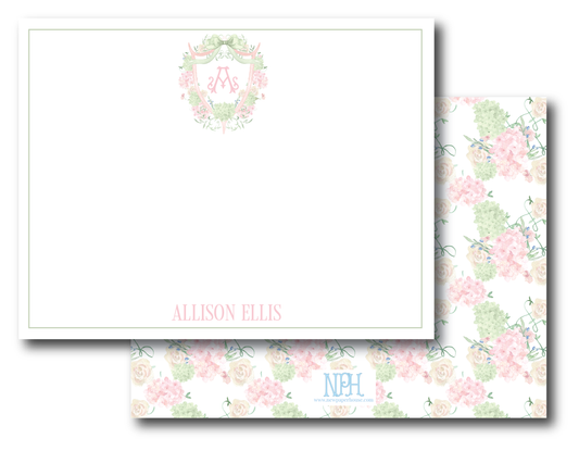 Green & Pink Crest Stationery Set