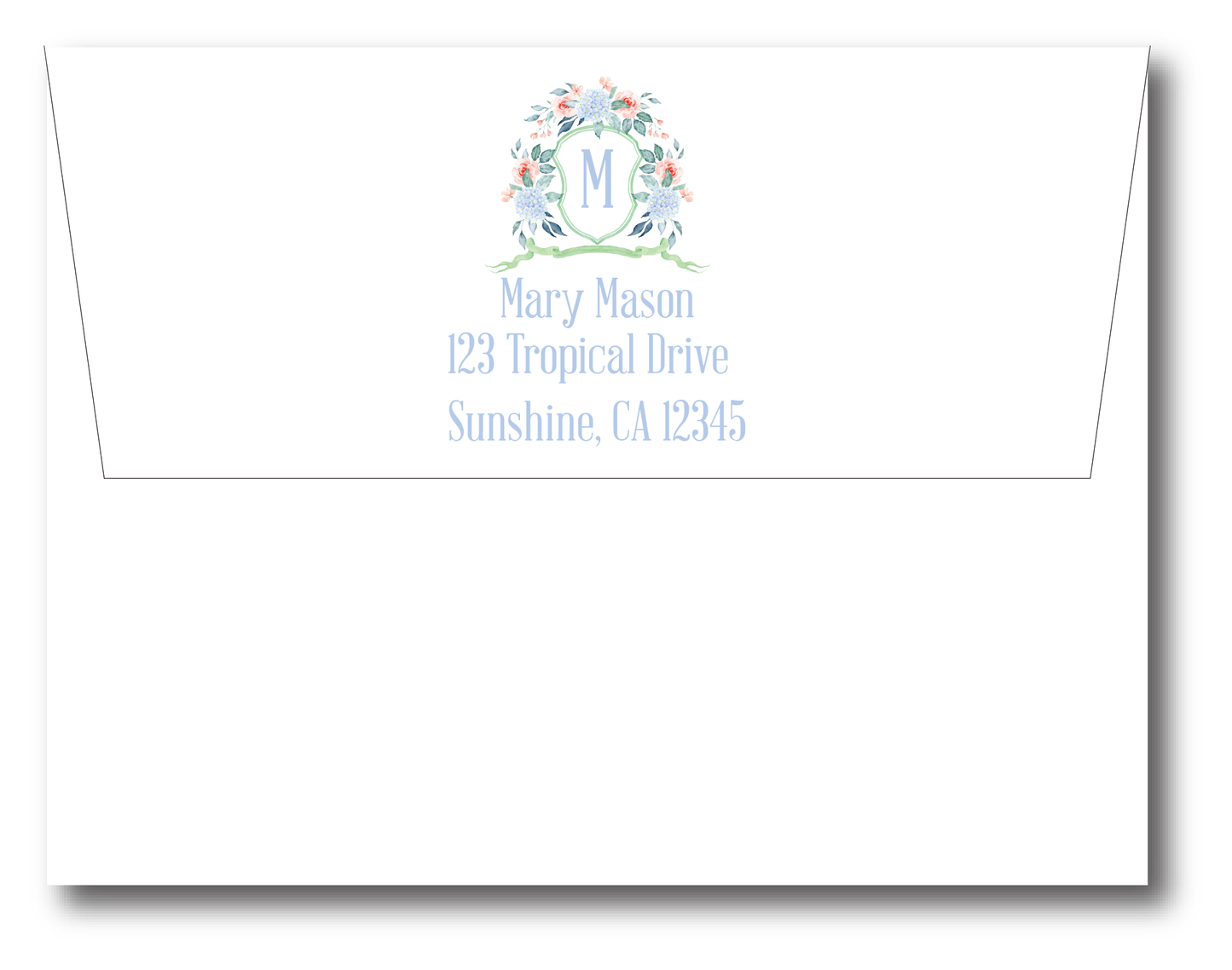 Floral Crest Light Blue Stationery Set