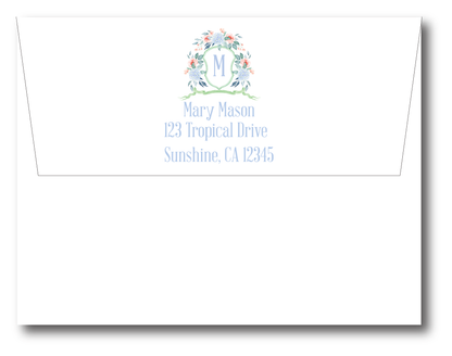 Floral Crest Light Blue Stationery Set