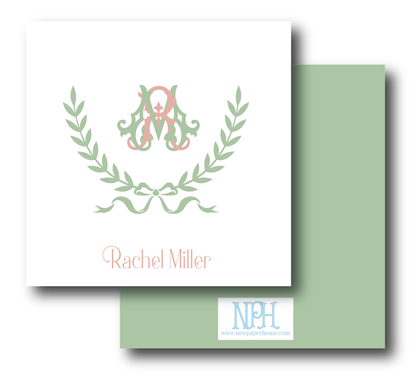 Laurel Wreath Dual Intertwine Mono Enclosure Card- Customize Colors