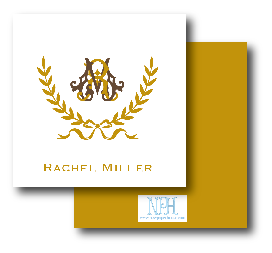 Laurel Wreath Dual Intertwine Mono Enclosure Card- Customize Colors