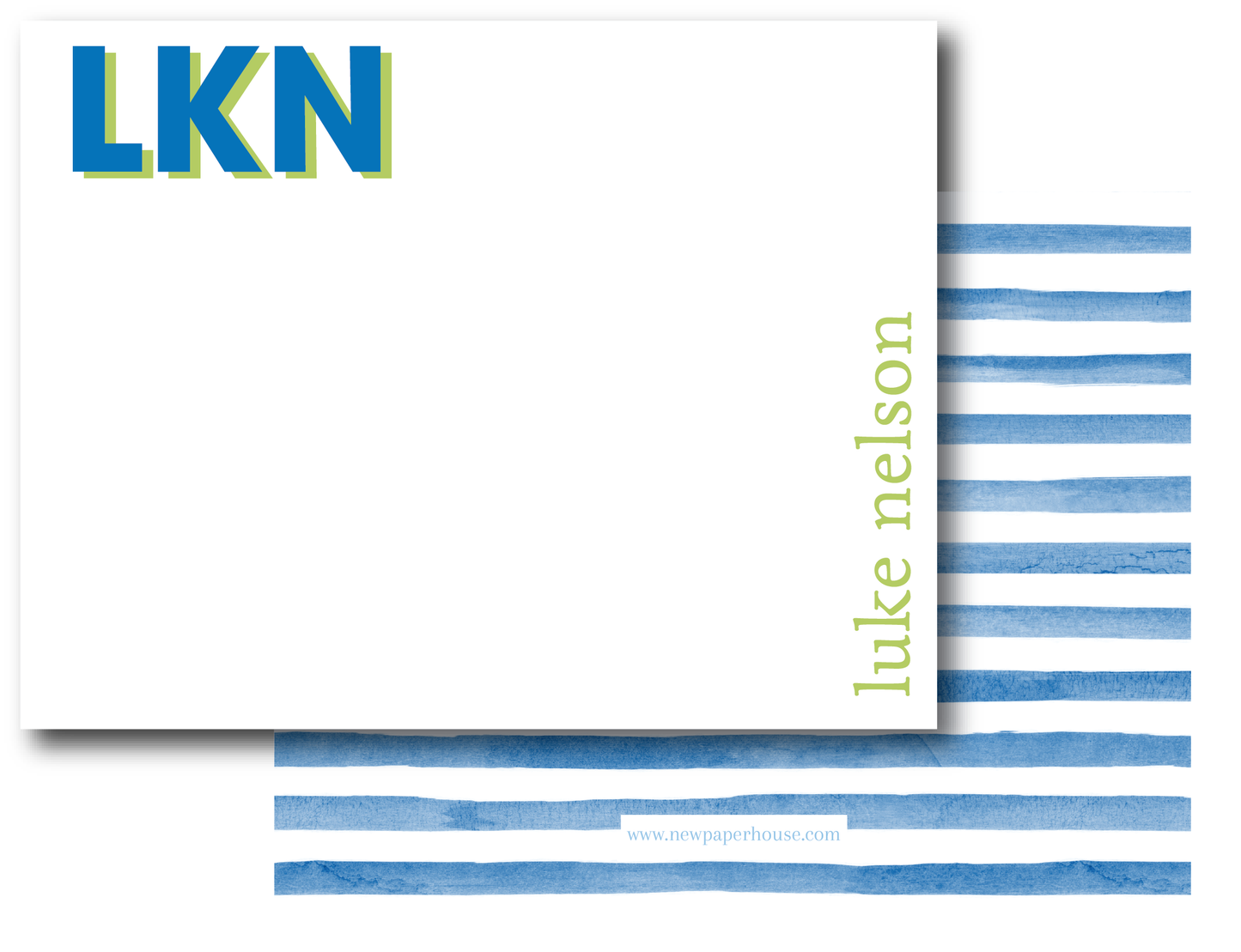 Modern Stripe Blue Green Stationery Set