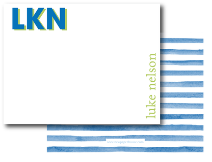 Modern Stripe Blue Green Stationery Set