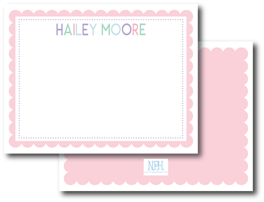 Multi Color Pink Scallop Stationery Set