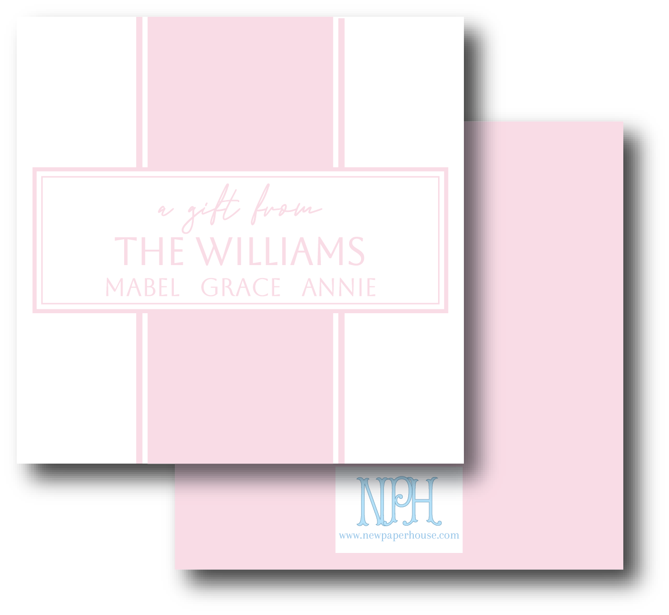 Preppy Stripe Pink Enclosure Card - Customize Color