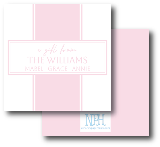 Preppy Stripe Pink Enclosure Card - Customize Color