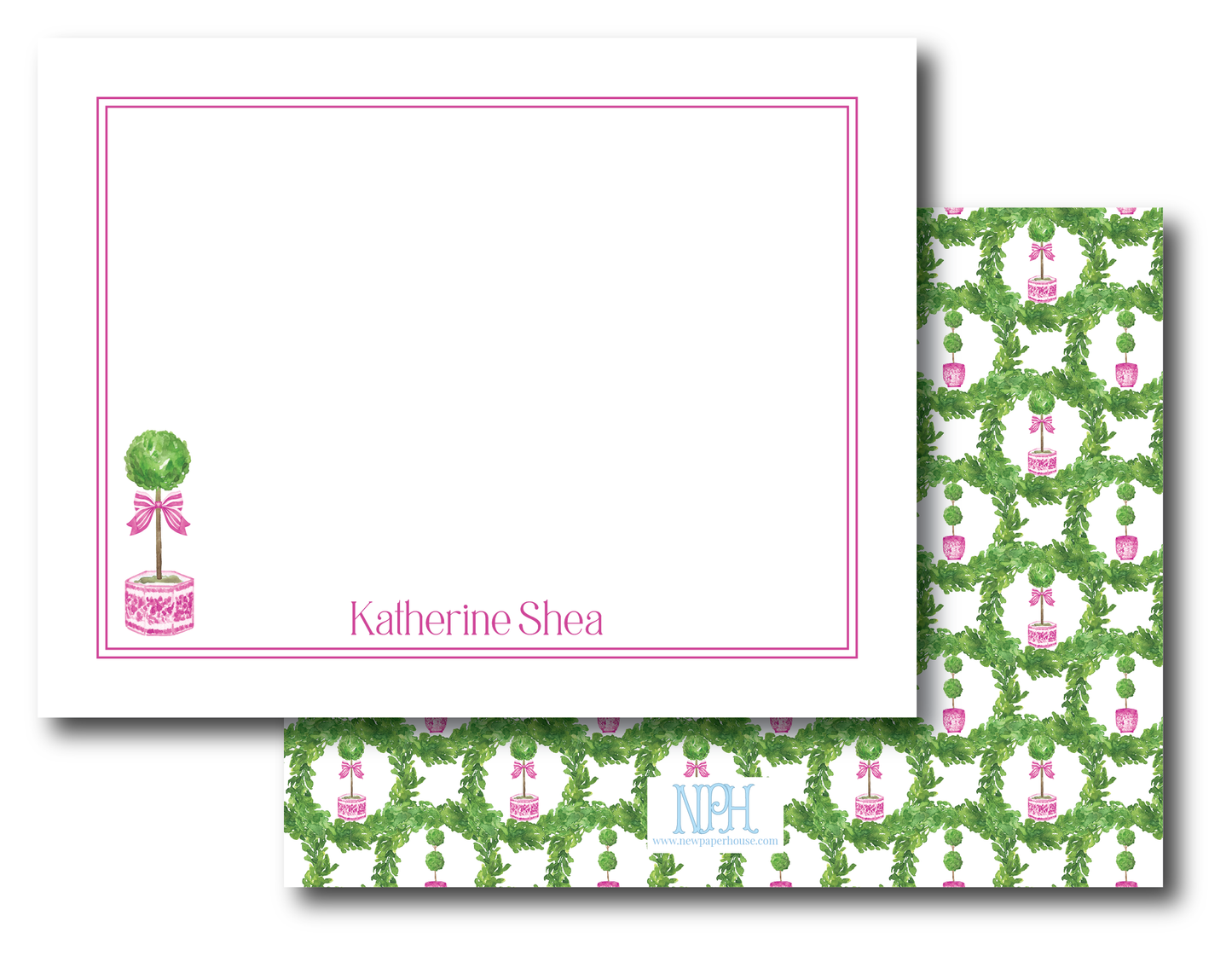 Pink Topiary Stationery Set