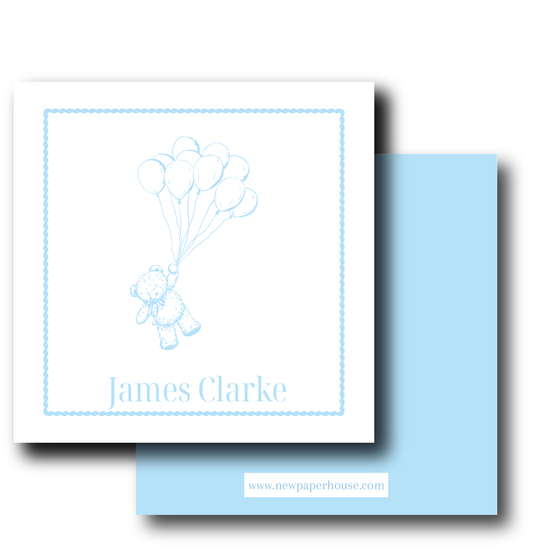 Teddy with Balloons Blue Enclosure Card