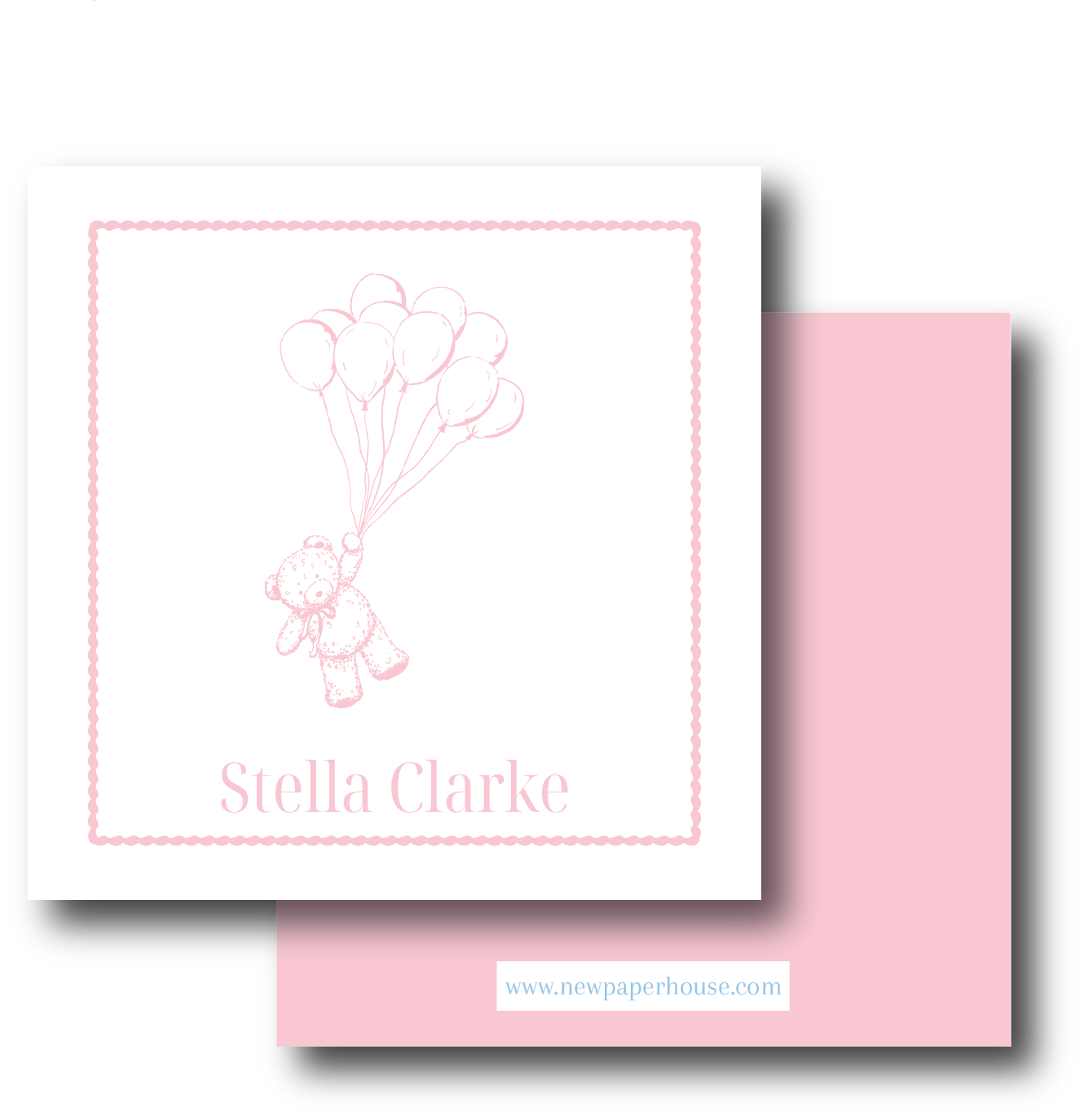 Teddy with Balloons Pink Enclosure Card